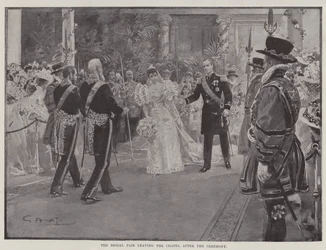 Das Brautpaar verlässt die Kapelle nach der Zeremonie